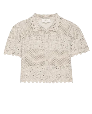 The Crochet Polo Top. -- Natural