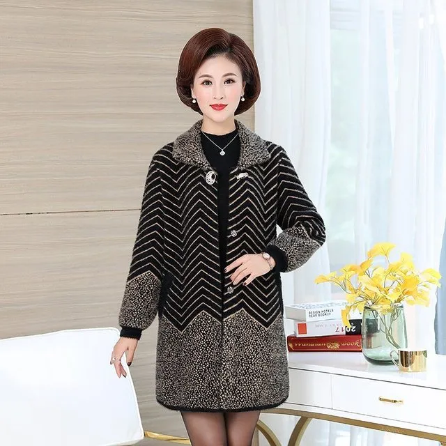 Thick Classy Stripe Coat With Pin