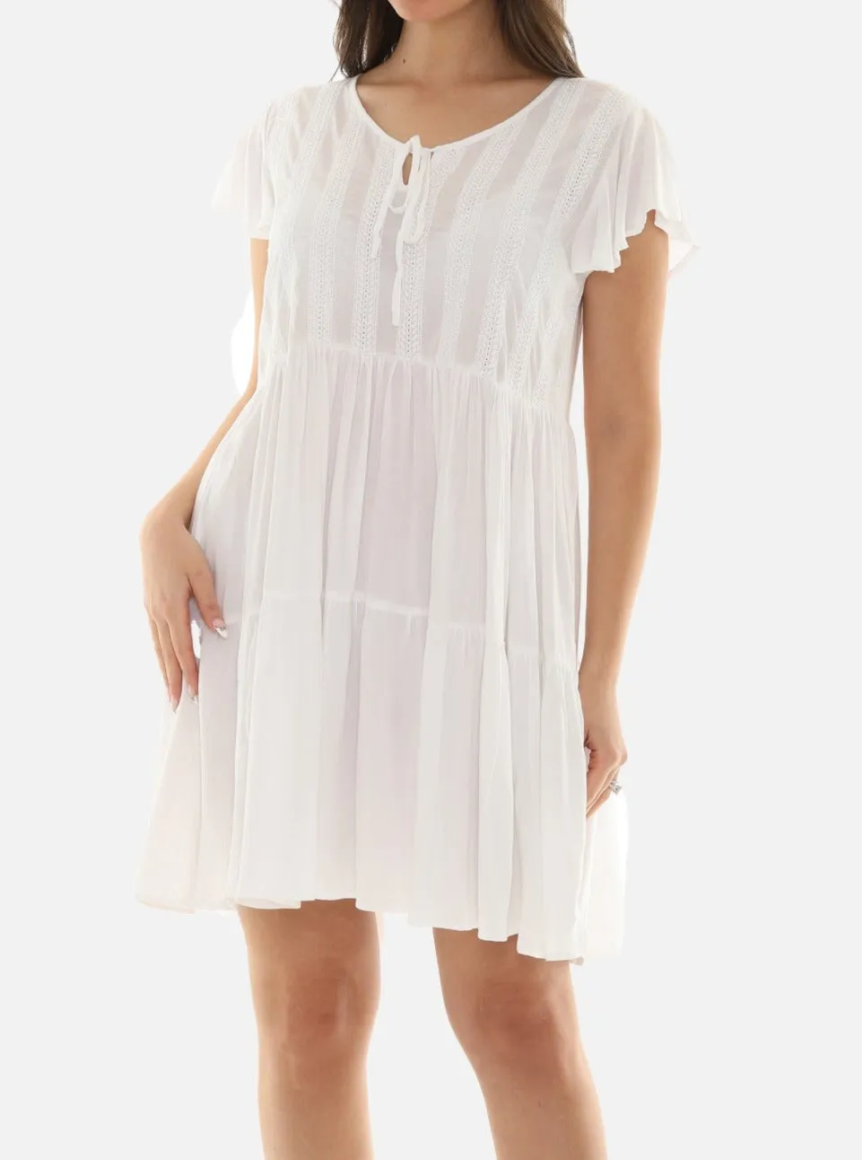 Tiered Midi Dress With Short Sleeves