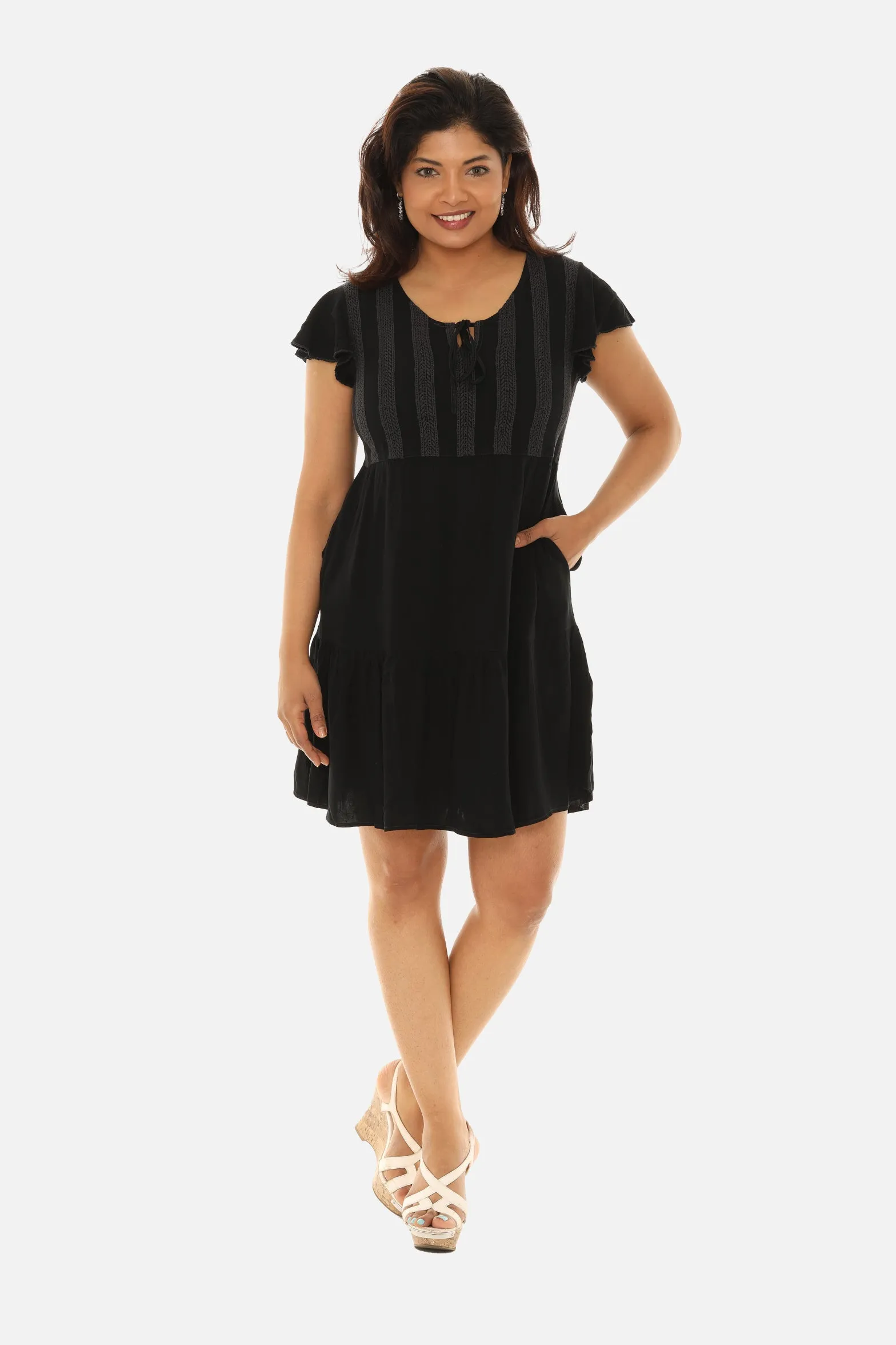 Tiered Midi Dress With Short Sleeves