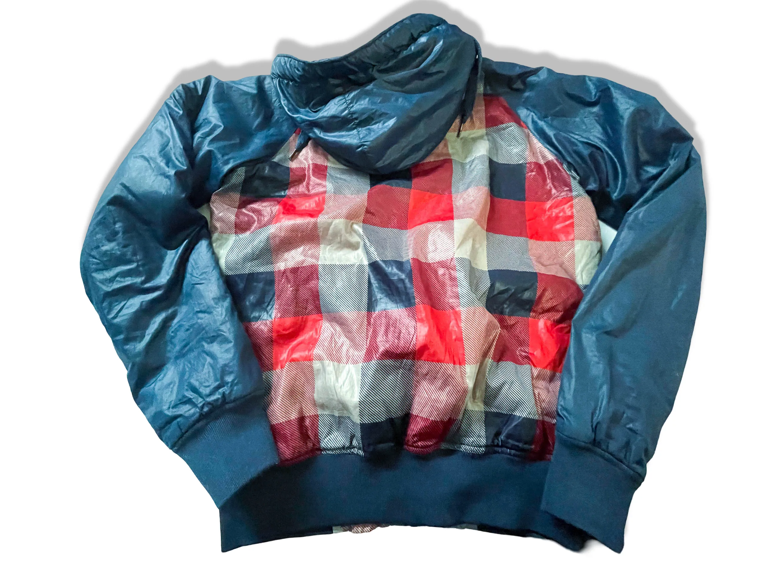 Vintage Fishbone superior slacker blue checkered full zip hoodie in S/M|L26 W21|SKU 3965