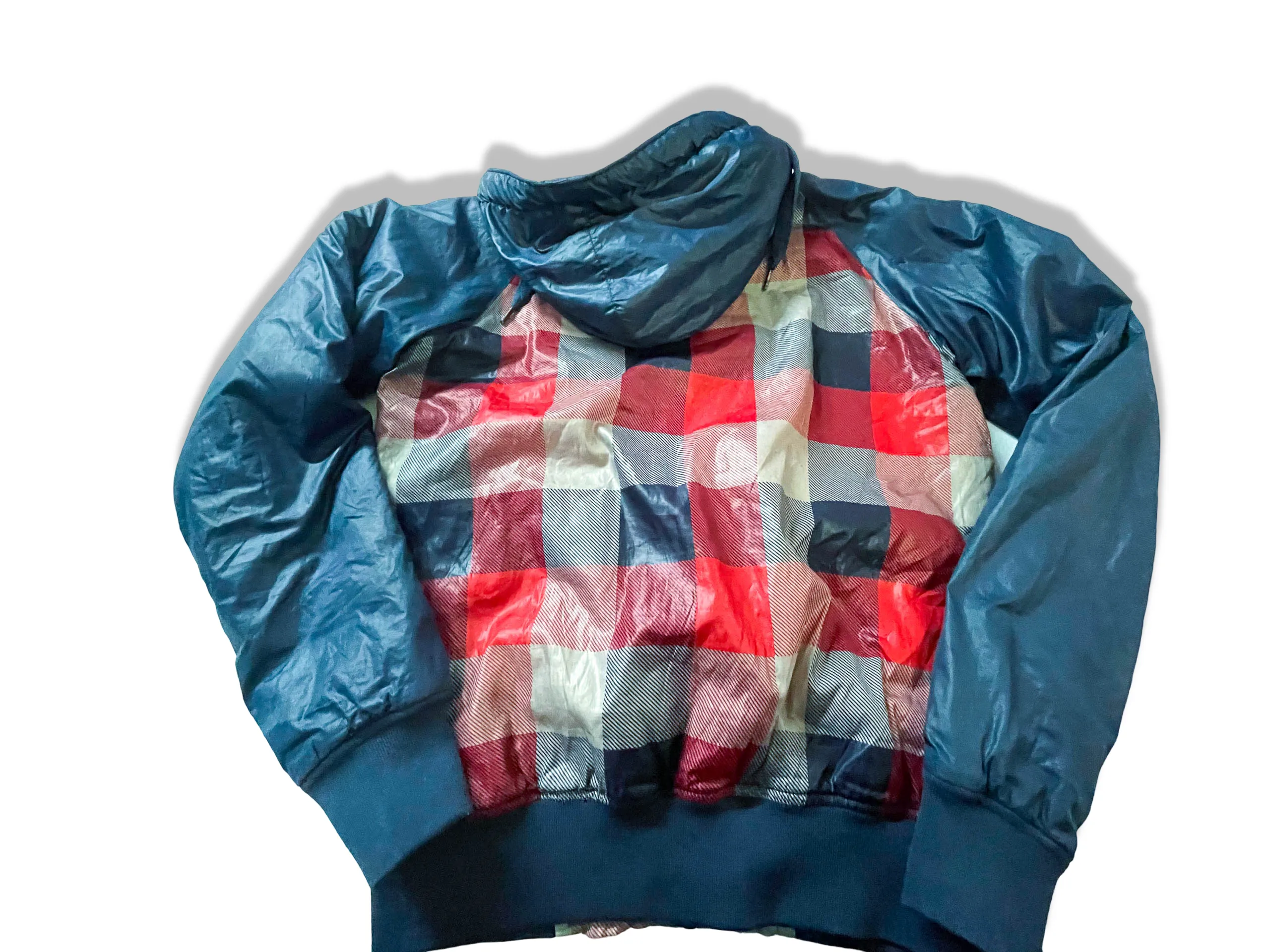 Vintage Fishbone superior slacker blue checkered full zip hoodie in S/M|L26 W21|SKU 3965