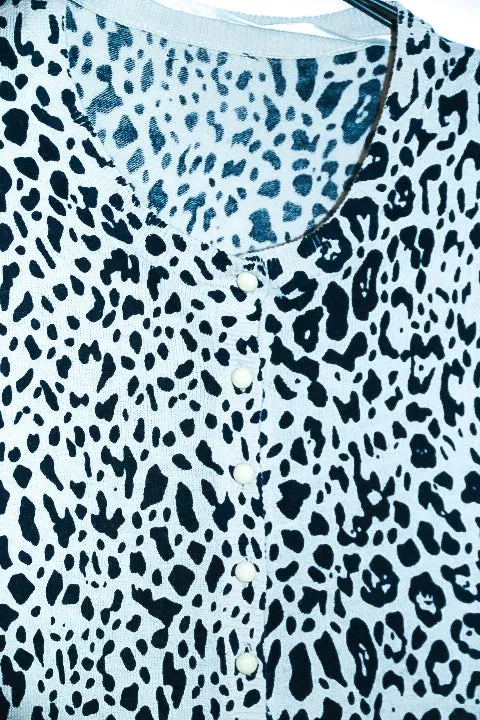 Vintage Mystify Womens Black & White Animal Print button down long sleeve top XL|L26 W20|SKU 6664