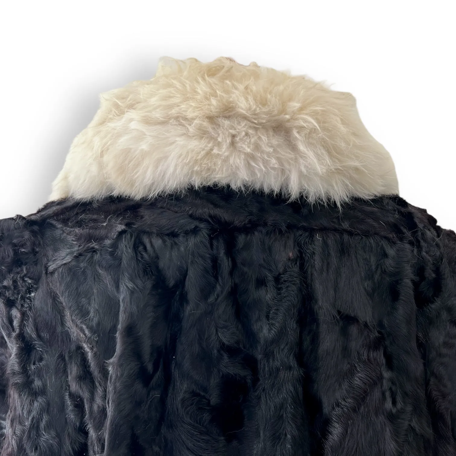 Vintage Swakara Coat with Fluffy White Collar