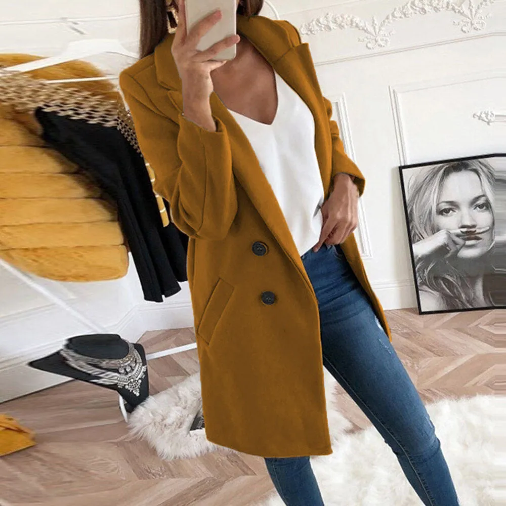 Women Long Buttoned Coat
