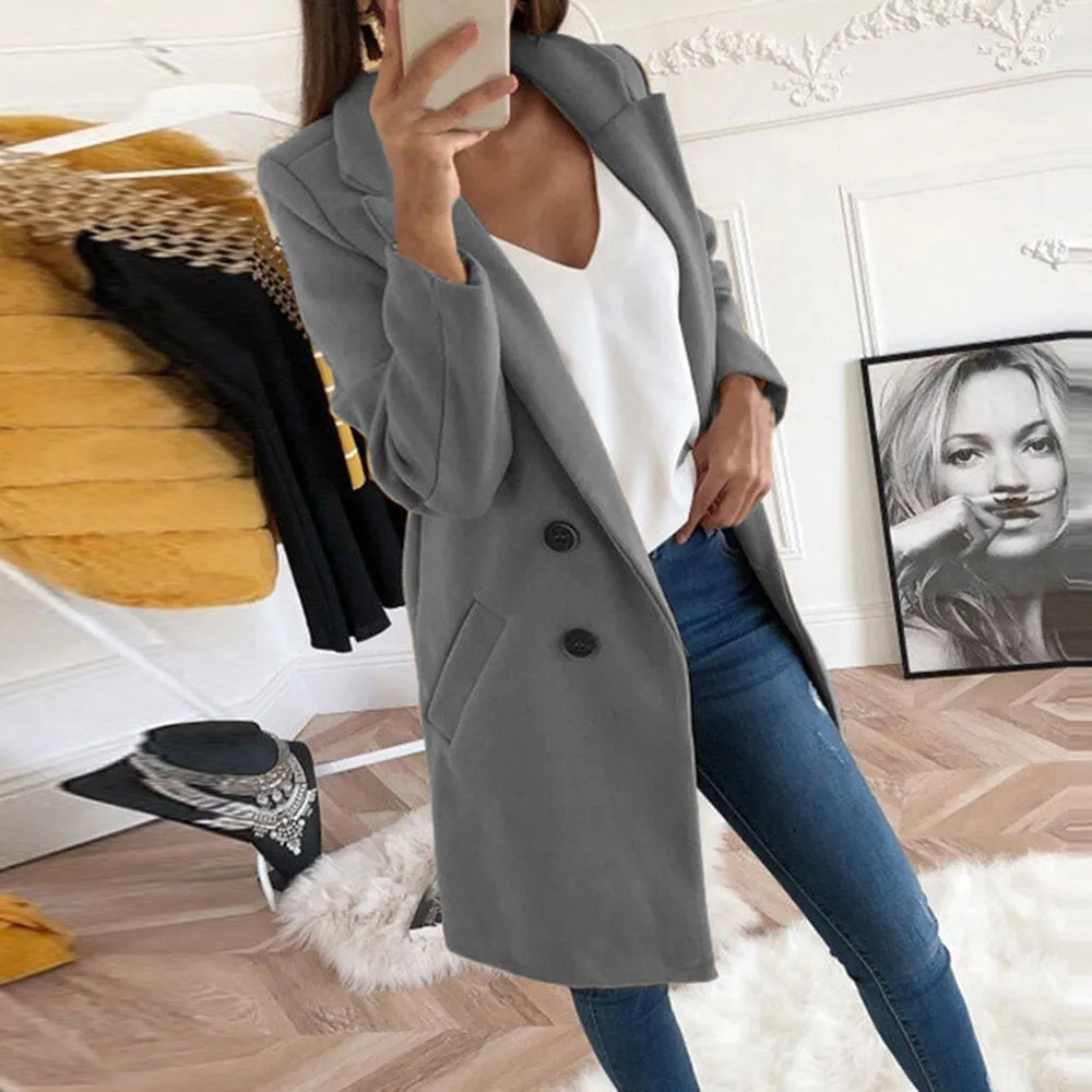 Women Long Buttoned Coat