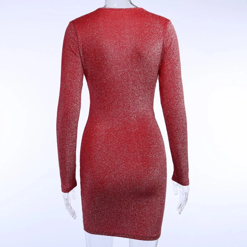 Women's Autumn Deep V-Neck Skinny Elastic Dress