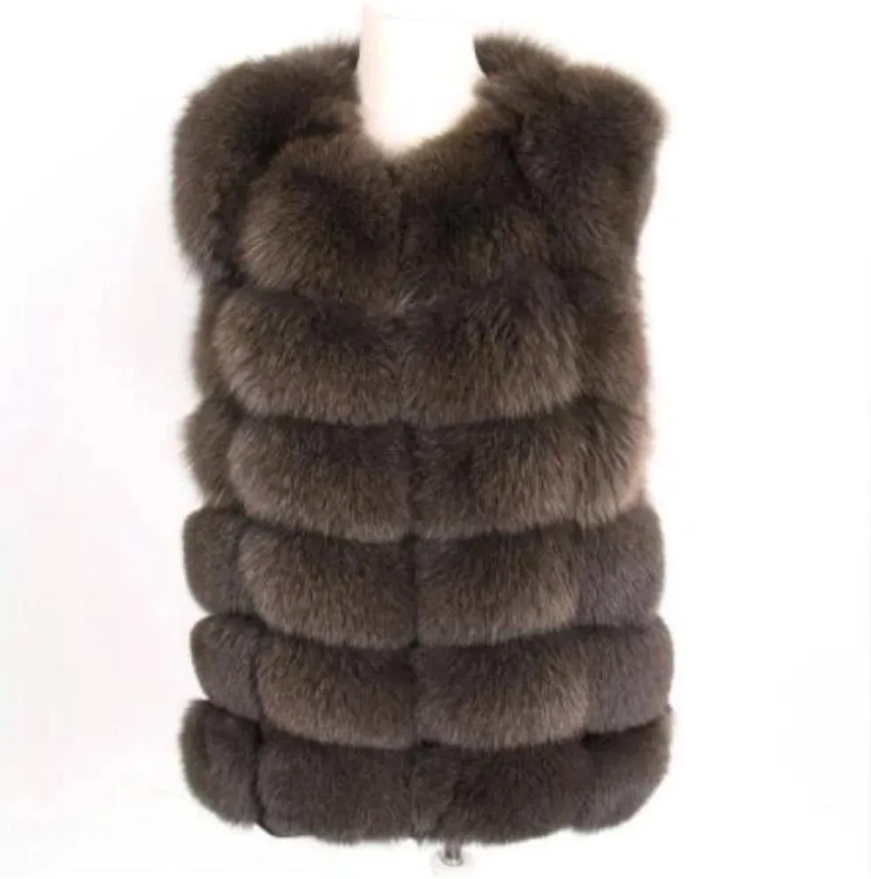 Women's Autumn/Winter Casual Real Fox O-Neck Short Vest
