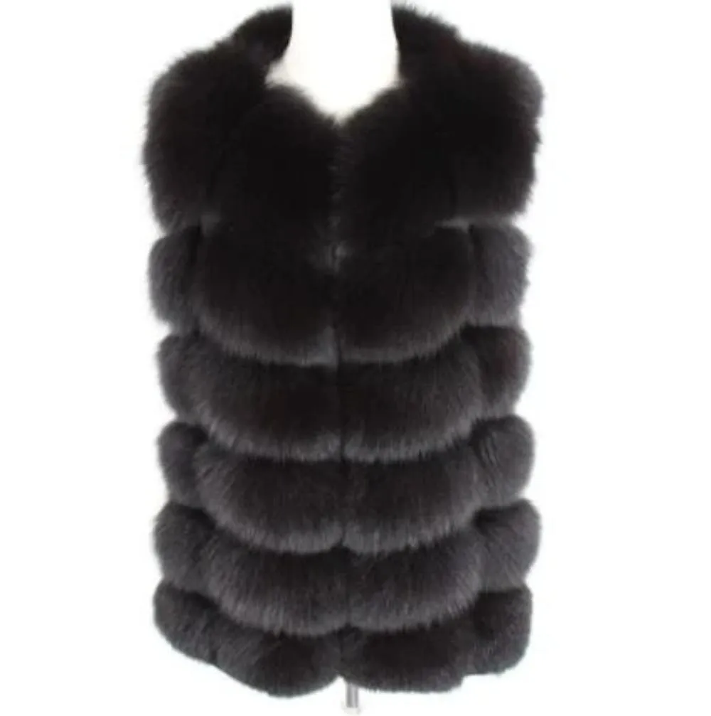 Women's Autumn/Winter Casual Real Fox O-Neck Short Vest