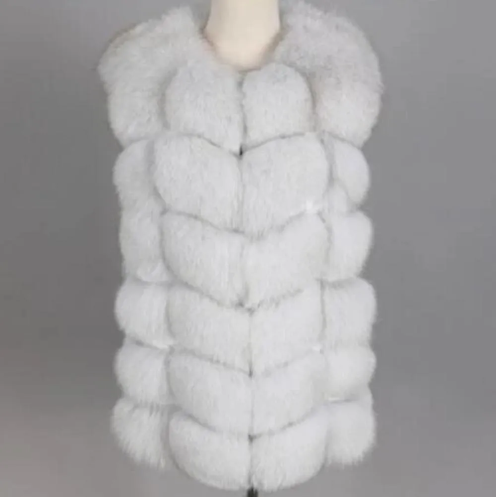 Women's Autumn/Winter Casual Real Fox O-Neck Short Vest