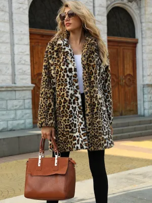 Women's Autumn/Winter Leopard Print Fur Coat