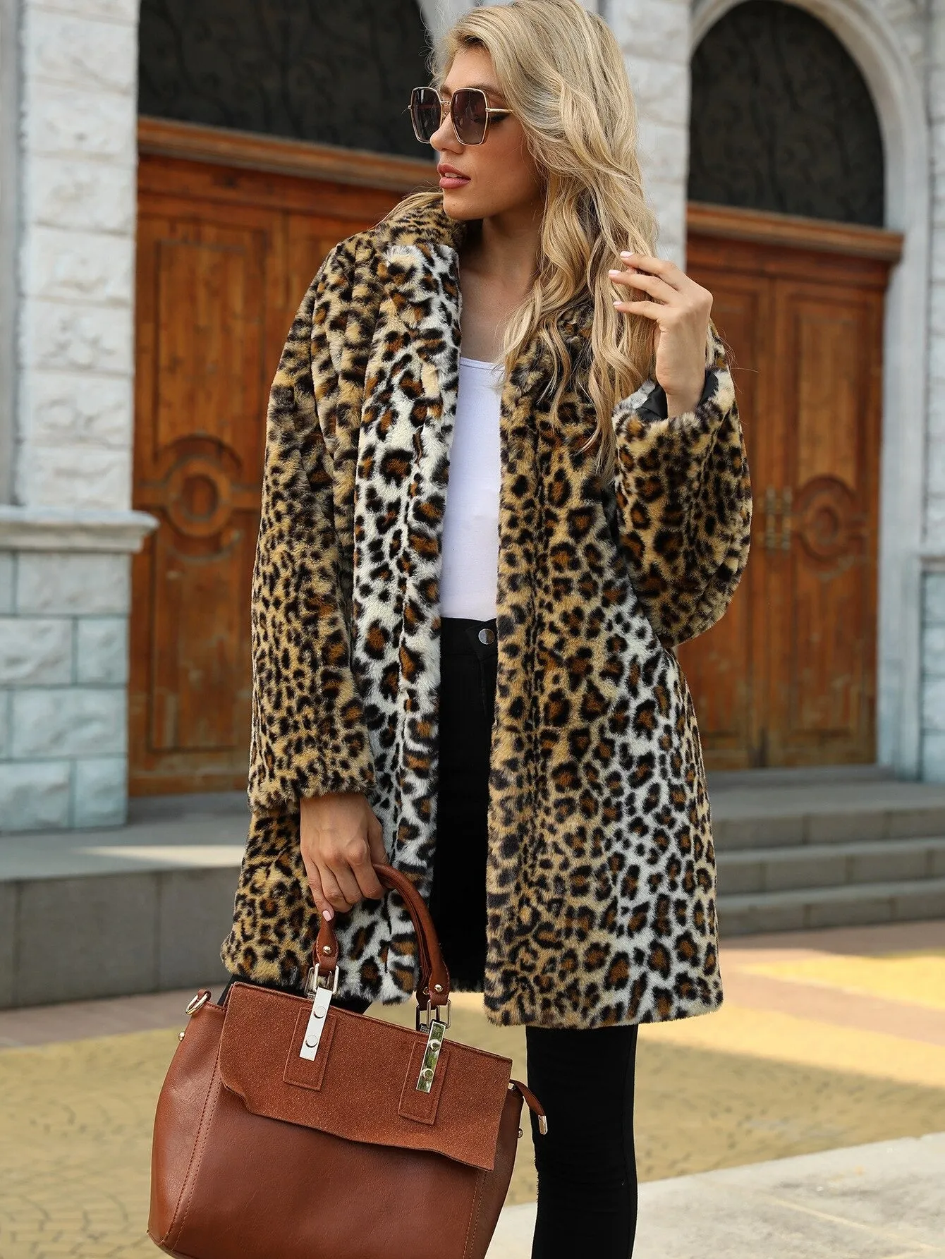 Women's Autumn/Winter Leopard Print Fur Coat