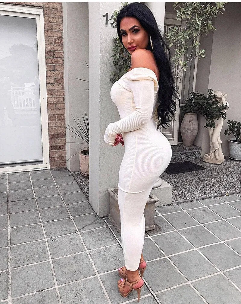 Women's Cotton Ribbed V-Neck Skinny Dress