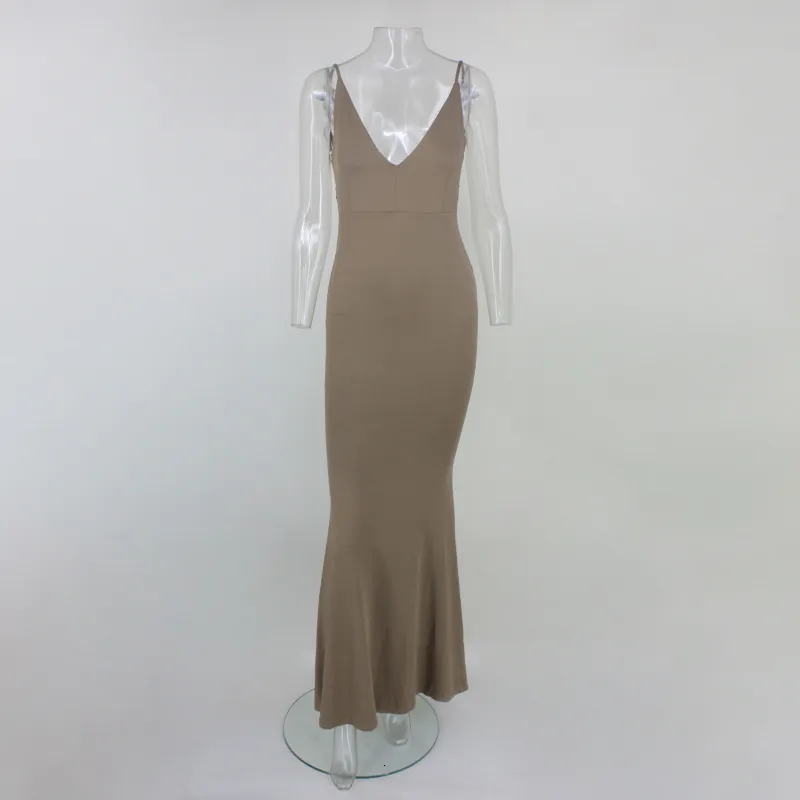 Women's Summer V-Neck Sheath Backless Long Dress
