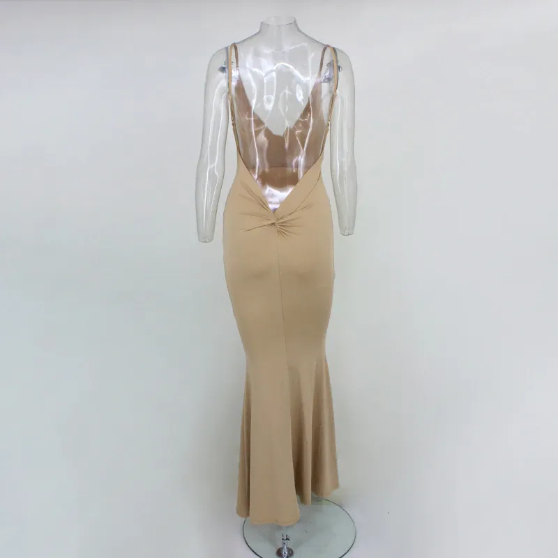Women's Summer V-Neck Sheath Backless Long Dress