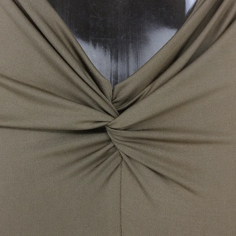 Women's Summer V-Neck Sheath Backless Long Dress