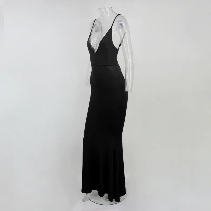 Women's Summer V-Neck Sheath Backless Long Dress