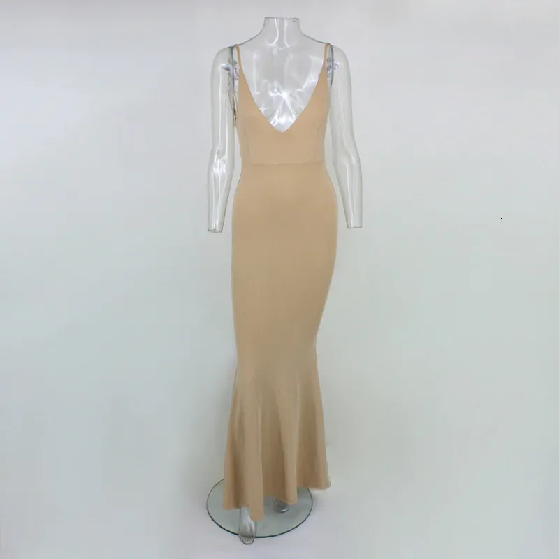 Women's Summer V-Neck Sheath Backless Long Dress