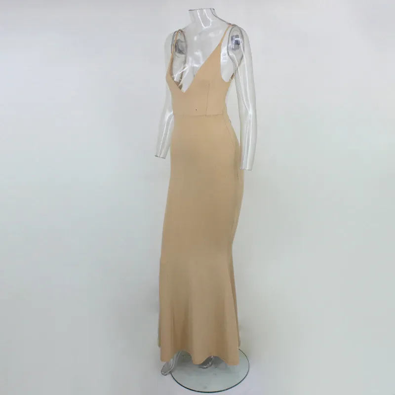 Women's Summer V-Neck Sheath Backless Long Dress