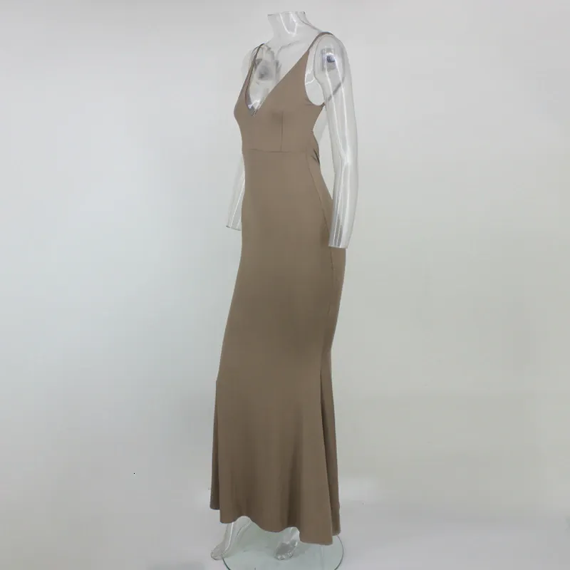 Women's Summer V-Neck Sheath Backless Long Dress