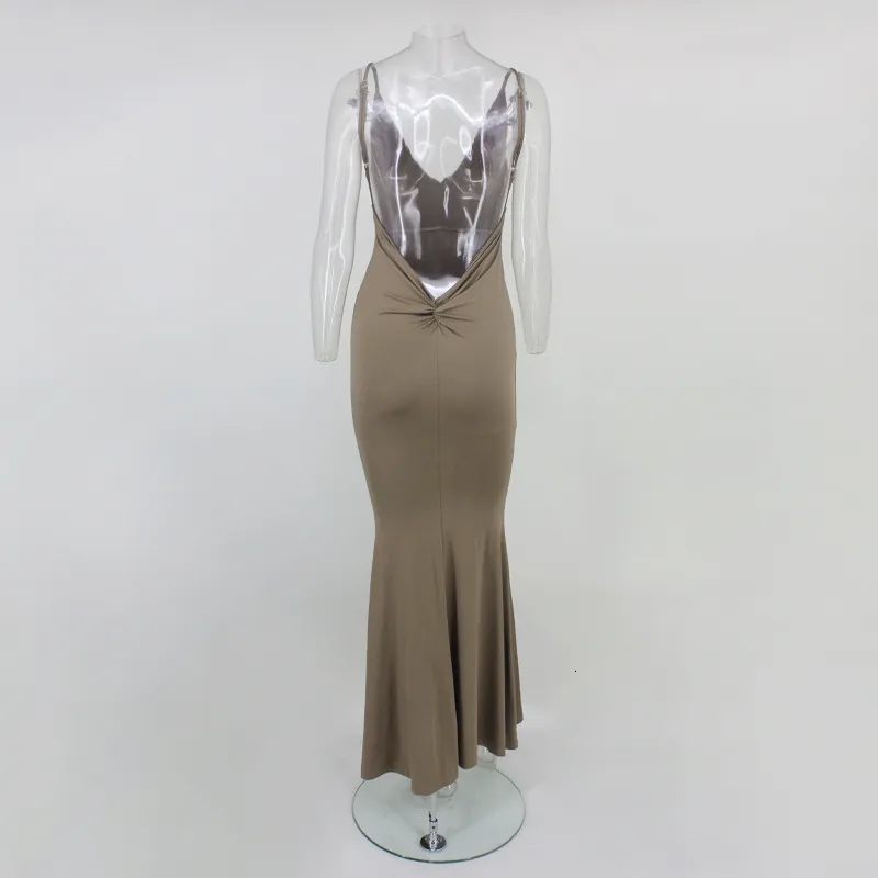 Women's Summer V-Neck Sheath Backless Long Dress