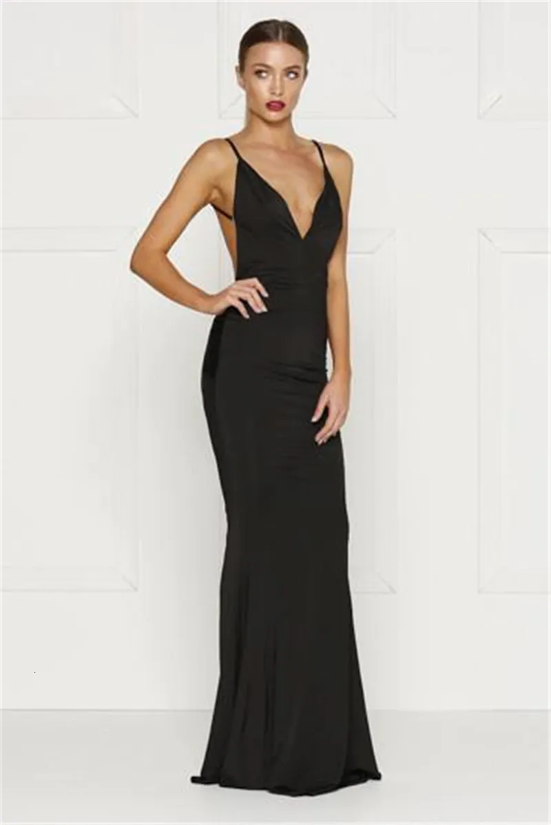Women's Summer V-Neck Sheath Backless Long Dress