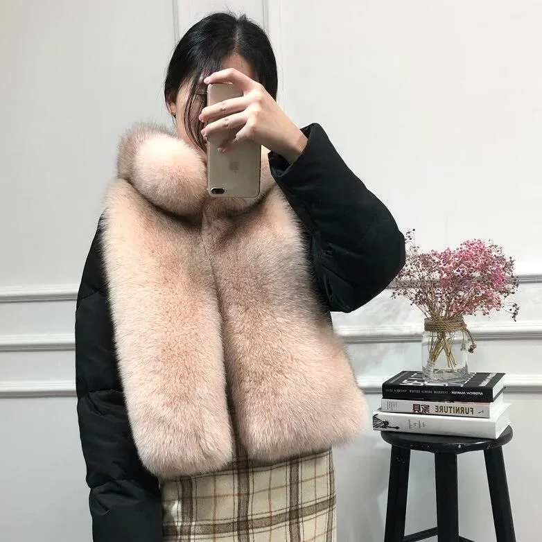 Women's Winter Casual Polyester Loose Warm Coat With Fox Fur