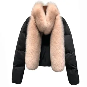 Women's Winter Casual Polyester Loose Warm Coat With Fox Fur