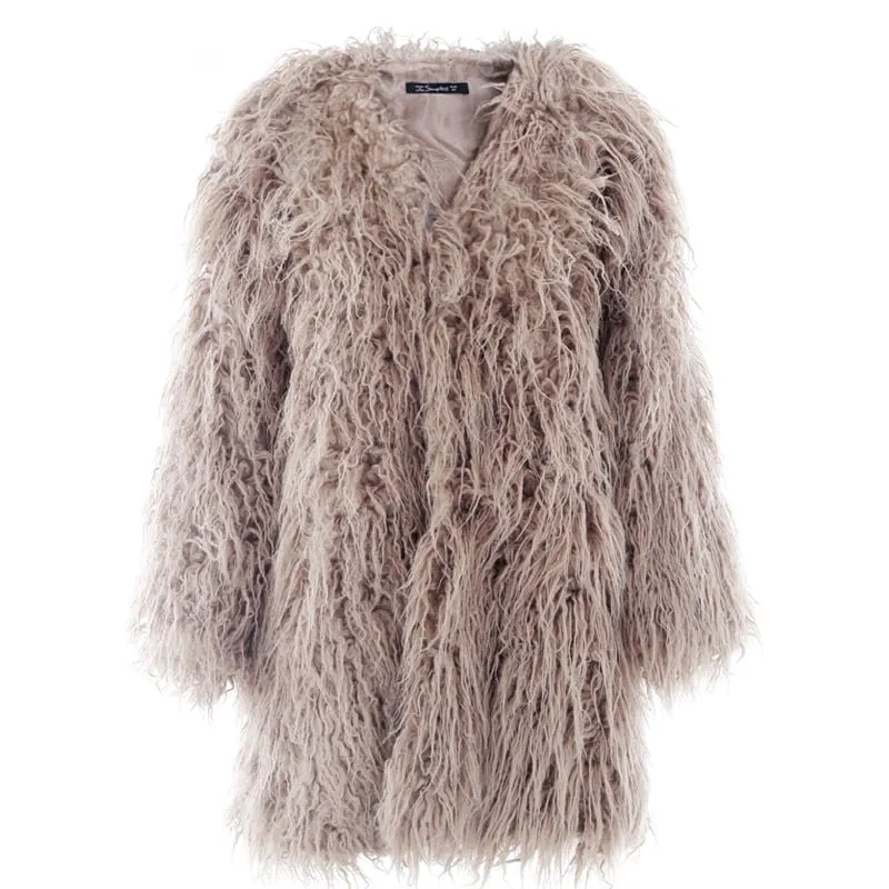 Women's Winter Fluffy Long Faux Fur Coat