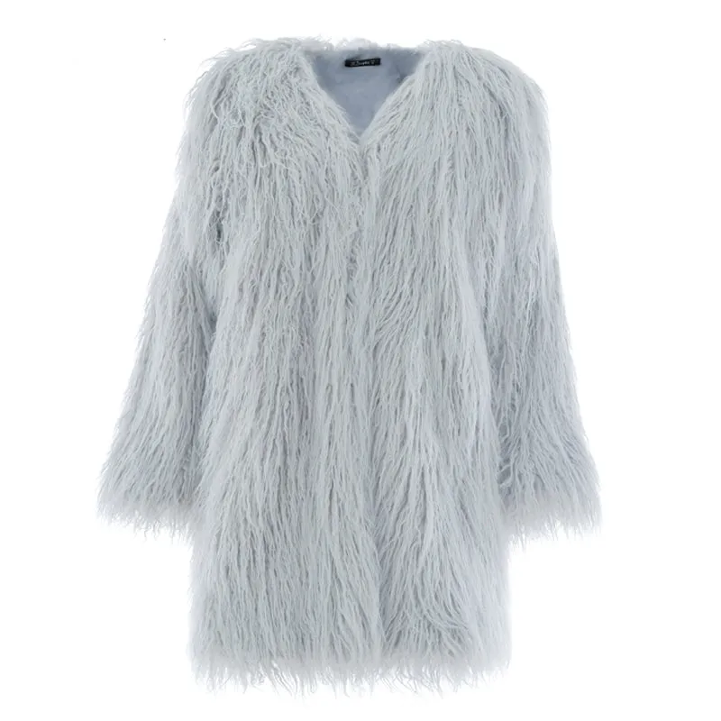 Women's Winter Fluffy Long Faux Fur Coat