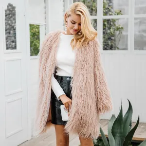 Women's Winter Fluffy Long Faux Fur Coat
